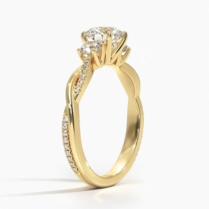 Bague de fiançailles en or jaune 14 carats avec diamant rond taille brillant de 1,00 carat, couleur F, clarté VS1, diamants CVD, style classique, certifiée IGI - Product Image 2