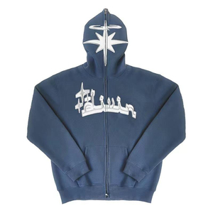 Sudadera con capucha corta y cremallera, personalizada con logotipo, 500 GSM, de algodón 100%, estilo vintage, lavado ácido, desgastada, tejida por Nesta Sports - Product Image 1