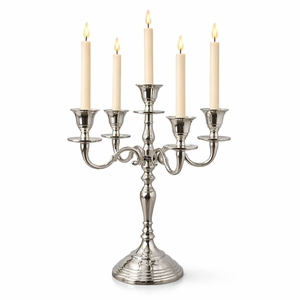 Candélabre en métal doré poli à 5 bras, support de bougies pour centre de table, mariage, dîner, fête, décoration de la maison - Product Image 6