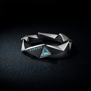 18K Solid Gold Blue Topaz Geometric <b>Statement</b> <b>Ring</b> Luxury Designer Fine Jewelry Custom Modern Gold <b>Ring</b> - Product Image 3
