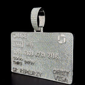 Bijoux Hip Hop personnalisés Moissanite Diamants Collier Pendentif Carte de crédit personnalisée Nom Lettre Argent 925 Pendentif glacé - Product Image 4