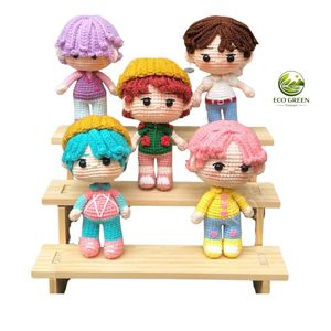 Juego de Muñecas de Ganchillo Hechas a Mano, 18 Pulgadas, de Algodón, Juguete Infantil de 4 a 6 Años, Temática de Dibujos Animados - Product Image 1