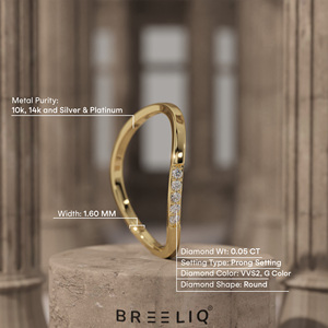 แหวนทองคำแท้ 14K ทรงโค้งประดับเพชรแล็บโกรว์ ดีไซน์มินิมอล สามารถสวมซ้อนกันได้ เหมาะสำหรับผู้หญิง - Product Image 3