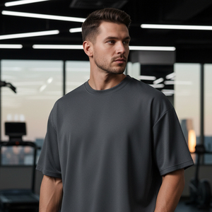 Custom Logo Heavyweight Oversized T Shirt 100 Cotton Drop Shoulder Blank Plain Loose Fit Tee Men Plus Size Streetwear - Product Image 6