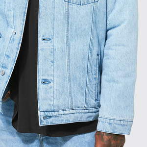 Best Design Warm <b>Quilted</b> Denim Bomber <b>Jacket</b> with Stand Collar Patchwork <b>Pattern</b> Hooded in Unique Style - Product Image 3