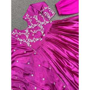 TENDANCE CHINON BRODERIE SÉQUENCE TRAVAIL ROBE BAS AVEC DUPATTA ROSE - Product Image 3