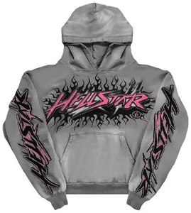New Top Quality Mens Hoodies Fashion DTG Custom Printing Vintage Distressed Acid Wash Sun Fade <b>Rhinestone</b> Hooded <b>Jacket</b> hoodie - Product Image 1