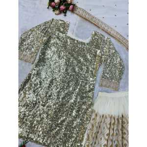 Belle fête porter haut Plazzo Dupatta ensemble avec broderie pour femmes - Product Image 1