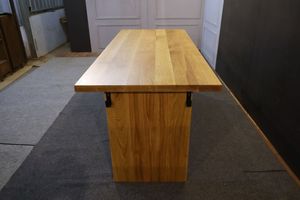 Table à manger minimaliste en chêne massif, design moderne, mobilier de maison, 6 places, avec crochet métallique, finition naturelle, modèle TAB3 - Product Image 5