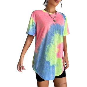 Camiseta Vintage Tie Dye para Mujer, Estilo Oversize, Streetwear, Algodón, Venta al Por Mayor, Diseño Gráfico Personalizado, Marca Privada - Product Image 4
