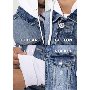 High Quality Custom Design <b>Men</b> <b>Denim</b> <b>Jacket</b> with Front Logo Quick Dry & Eco-Friendly Features OEM Service - Product Image 6