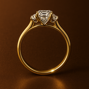 Bague de fiançailles à trois pierres en diamant de laboratoire taille émeraude certifié IGI, or 14K/18K, DEF VVS, baguette, minimaliste, pour mariée - Product Image 4