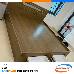 Lit King Size en bois de panneau intérieur minimaliste moderne en PVC de l'usine de fabrication du Vietnam pour la maison appartements caractéristiques réglables - Product Image 1