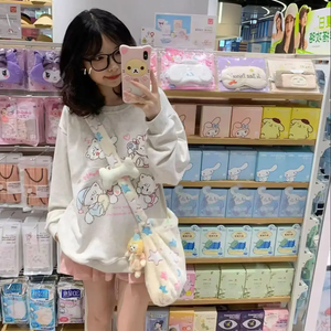 เสื้อฮู้ดแขนยาวพิมพ์ลายการ์ตูนญี่ปุ่นน่ารัก สไตล์ฮาราจูกุ แนวสับคัลเจอร์ สวยหวาน แฟชั่นลำลอง หลวมๆ น่ารัก - Product Image 4