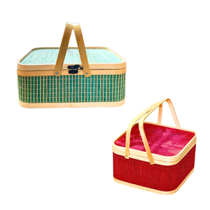 Panier-cadeau en bambou le plus vendu avec couvercle et poignées, couleur personnalisable disponible, artisanat en osier, artisanat vietnamien - Product Image 1