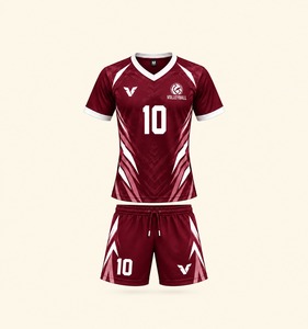 Ensemble de maillots de sport d'équipe personnalisés, col en V, manches courtes, uniforme de football, polyester à séchage rapide, vêtements de volley-ball - Product Image 1