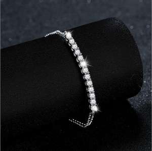 Bracelets en argent sterling 925 avec zircone cubique taille ronde pour femme, bijoux de luxe tendance pour meilleure amie, vente en gros - Product Image 1