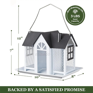 ที่ให้อาหารนกเหล็กดีไซน์หรูหราทันสมัย ป้องกันกระรอกได้สามชั้น แบบแขวน ทำจากตาข่ายโลหะ สำหรับนกป่า ทนทาน ป้องกันสภาพอากาศ เหมาะสำหรับสวนกลางแจ้ง - Product Image 4