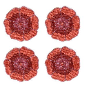 Handmade Classic Fabric Seed Beads <b>Beaded</b> Embroidery Eco-Friendly Round Customizable Color & Design <b>Coaster</b> Set - Product Image 5