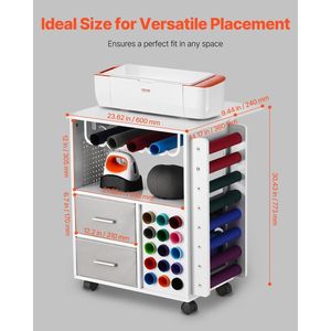 Carrello portaoggetti in vinile 15 bianco con 2 cassetti artigianato e tavolo - Product Image 3