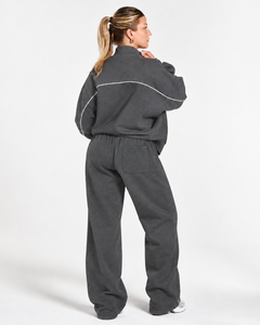 Wholesale <b>Women</b> Contrastline Zip <b>Jacket</b> Tracksuit Set Casual Two Piece Outfit Relaxed Fit Wide Leg Pants Matching Clothing Style - Product Image 2