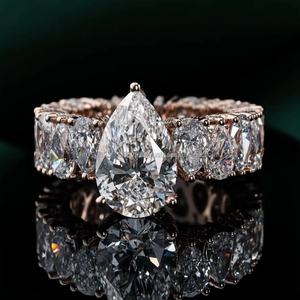 Pear Cut Moissanite Diamond Engagement <b>Ring</b> Iced Out <b>Eternity</b> Design Pave Setting 925 Sterling <b>Silver</b> Hip Hop Gift <b>Ring</b> - Product Image 1