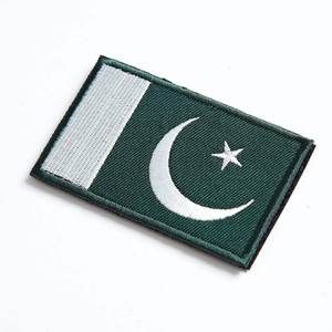2026 Best Selling Pakistan Flag Embroidery Badges Top Quality Cotton Twill Fabric Hand Embroidered Badges for Online Sale - Product Image 1