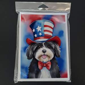 Whimsical A7 Tamaño 5x7 Tarjetas de nota en blanco Paquete de 8 tarjetas de felicitación patrióticas americanas Havanese con sobres - Product Image 3