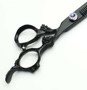 Ciseaux de coiffure noirs de 7 pouces, ensemble de ciseaux de coupe et d'éclaircissement pour barbier droitier, avec acier japonais 440C authentique - Product Image 5