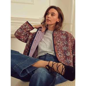 Chaqueta Bohemia Suzani para Mujer, Color Rojo Óxido, Estampado Floral, Estilo Étnico, Chaqueta Acolchada Ligera, Venta al por Mayor - Product Image 3