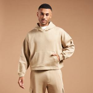 Jersey de algodón 100% de peso pesado para hombre personalizado de alta calidad, Sudadera con capucha de diseño bordado de ajuste cuadrado recortado para hombres y mujeres, proveedor - Product Image 1