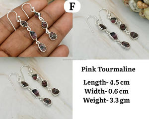 Pendientes Largos Hechos a Mano con Piedra de Nacimiento, Minimalistas, de Piedra Preciosa Natural en Bruto, Plata de Ley 92.5, Joyería Unisex para Regalo - Product Image 2