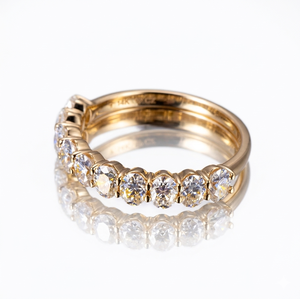 Bague de fiançailles unisexe de luxe en or massif 14 carats jaune, sertie de diamants ovales cultivés en laboratoire certifiés IGI, pour mariage ou cadeau - Product Image 2