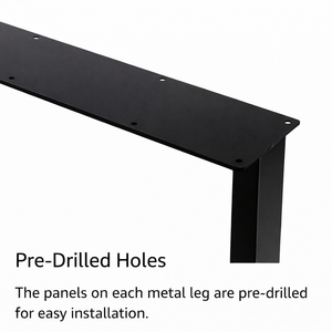 Set of 2 Industrial Furniture <b>Legs</b>, Metal <b>Table</b> <b>Legs</b>, Square Shape Black Color Cap 2204lb DIY Metal <b>Table</b> <b>Leg</b> EDPTBL005 - Product Image 4