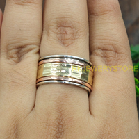 Breiter Spinner-Ring Handgefertigter Meditationsring 925 Silber Messing Kupfer Gemischter Metall-Spinner-Ring Unisex Statement-Schmuck für Ihn