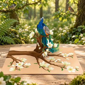 Tarjeta Pop-up 3D, Hermosa Tarjeta de Papel con Impresión UV de Animales, Recuerdo y Regalo, Artesanía en Papel Hecha a Mano, Tarjeta Hecha a Mano con Diseño de Pavo Real - Product Image 4