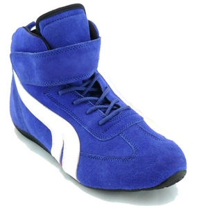 Botas de carreras de alta gama azules de cuero/tela Nomex con cierre de velcro, impermeables, suela de goma antideslizante, longitud hasta el tobillo, puntera cerrada, para todo tipo de uso. - Product Image 4