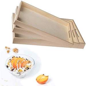 Bandeja de Madera Personalizada para Servir Desayuno, Bandeja de Madera sin Acabado para Cena, Té, Bocadillos, Chocolate, Manualidades - Product Image 2