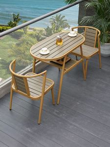 Teak Wood Outdoor Oval <b>Table</b> <b>Rustic</b> Design Durable Garden Furniture Patio Balcony Use - Product Image 2