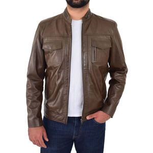 Chaqueta de Cuero de Oveja Marrón de Alta Calidad, Corte Ajustado, Transpirable, Ecológica, Resistente al Viento, Gruesa, para Hombre, Invierno 2026, Venta al Por Mayor - Product Image 1