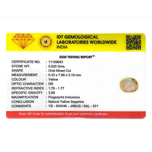 Oval Cut 2.6 Carat Yellow Sapphire Loose Gemstone for Fine Jewelry - Product Image 4