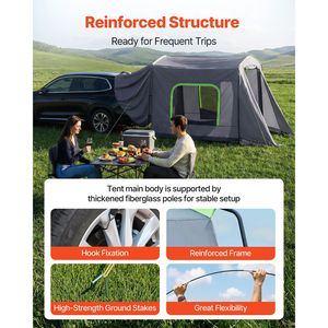 Tenda per SUV Grande per Tutte le Stagioni 3,2 x 2,4 m con Porta Ventilata e Finestre a Rete, Impermeabile PU3000mm per 5-9 Persone, Capacità 2 Persone - Product Image 3