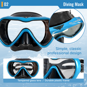 Masque de plongée professionnel à lentille unique en verre trempé anti-buée, équipement de plongée avec logo personnalisé OEM/ODM/OBM, vente en gros - Product Image 3