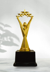 Trofeo Metálico de 5 Estrellas con Acabado Dorado, Trofeo Dorado Multiusos Personalizado para Deportes, Eventos, Funciones y Ceremonias - Product Image 2