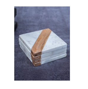 Premium Marble <b>Coaster</b> Square-Shaped Model Marble <b>Coasters</b> Set of 4 White Stone <b>Drink</b> Mats - Product Image 5