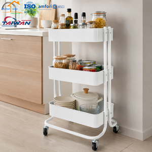 Carrito de Almacenamiento Rodante de Metal de 3 Niveles Hecho en Taiwán con Ruedas para Hogar, Oficina y Cocina - Product Image 5