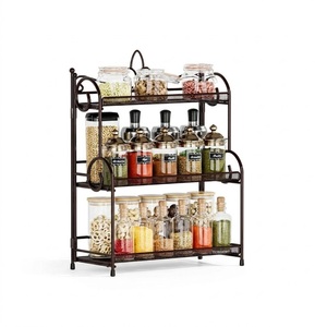 Estante organizador de especias de metal de 3 niveles para montar en la pared, para almacenamiento en la cocina, estante de acero resistente para condimentos, estante ahorrador de espacio. - Product Image 2