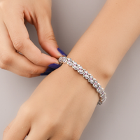 Bracelet unisexe vintage plaqué rhodium à maillons géométriques avec diamants taille princesse sertis pavé, bijoux de mariage
