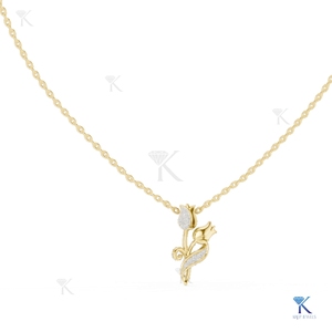 Collier pendentif fleur de tulipe en diamant de laboratoire, or massif 14K/18K, bijou floral botanique pour femme, idéal pour mariage et soirée - Product Image 1