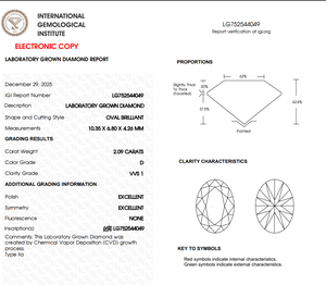Diamant de laboratoire ovale de 2 carats IGI, couleur D, pureté VVS1, véritable diamant en vrac pour la création de bijoux, fournisseur direct. - Product Image 2